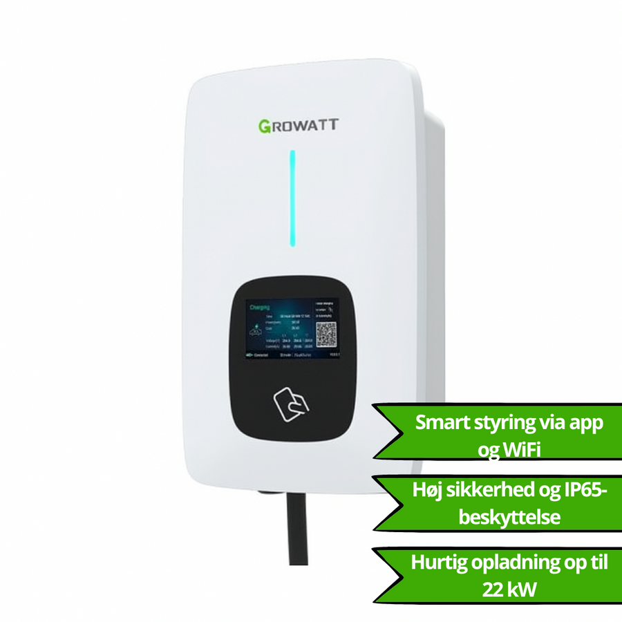 Growatt ladestander THOR 22AS-P V1 – Smart lader med integreret WiFi.